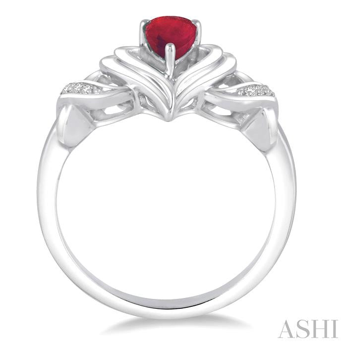 ASHI Silver Heart Shape Gemstone & Diamond Fashion Ring 88709PPSSRBSLRG