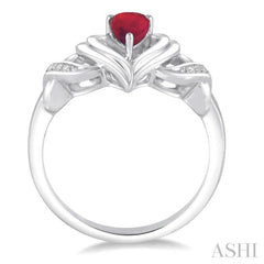 ASHI Silver Heart Shape Gemstone & Diamond Fashion Ring 88709PPSSRBSLRG