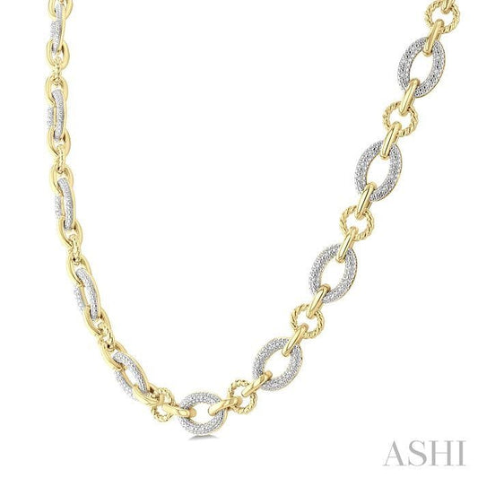 ASHI Gold Vermeil Bold Oval Rope Link Diamond Necklace 887A6PPSSSLNK-GV