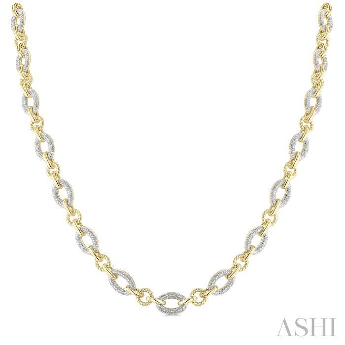 ASHI Gold Vermeil Bold Oval Rope Link Diamond Necklace 887A6PPSSSLNK-GV