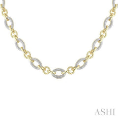 ASHI Gold Vermeil Bold Oval Rope Link Diamond Necklace 887A6PPSSSLNK-GV