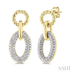 ASHI Gold Vermeil Bold Oval Rope Link Diamond Earrings 887A8PPSSSLER-GV
