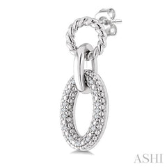 ASHI Silver Bold Oval Rope Link Diamond Earrings 887A8PPSSSLER