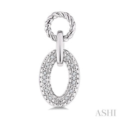 ASHI Silver Bold Oval Rope Link Diamond Earrings 887A8PPSSSLER