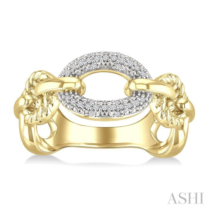 ASHI Gold Vermeil Bold Oval Rope Link Diamond Ring 887A8PPSSSLRG-GV