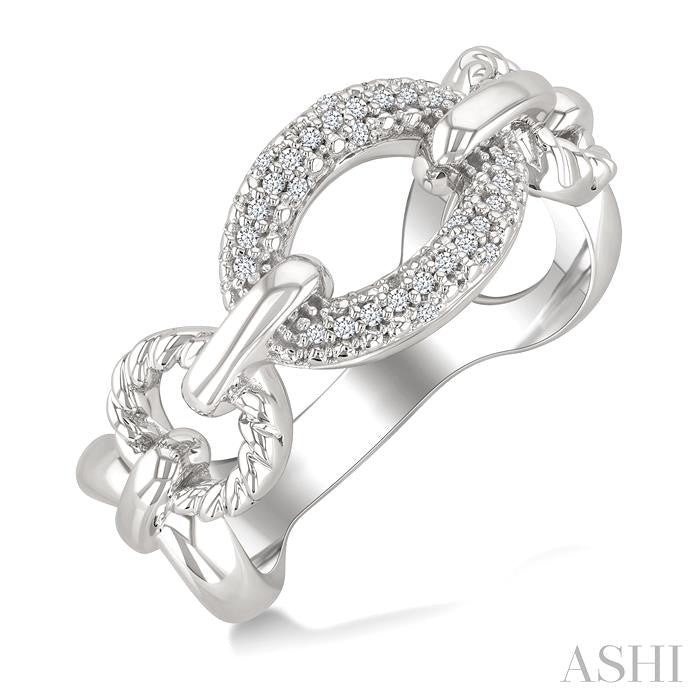 ASHI Silver Bold Oval Rope Link Diamond Ring 887A8PPSSSLRG