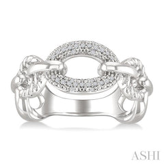 ASHI Silver Bold Oval Rope Link Diamond Ring 887A8PPSSSLRG