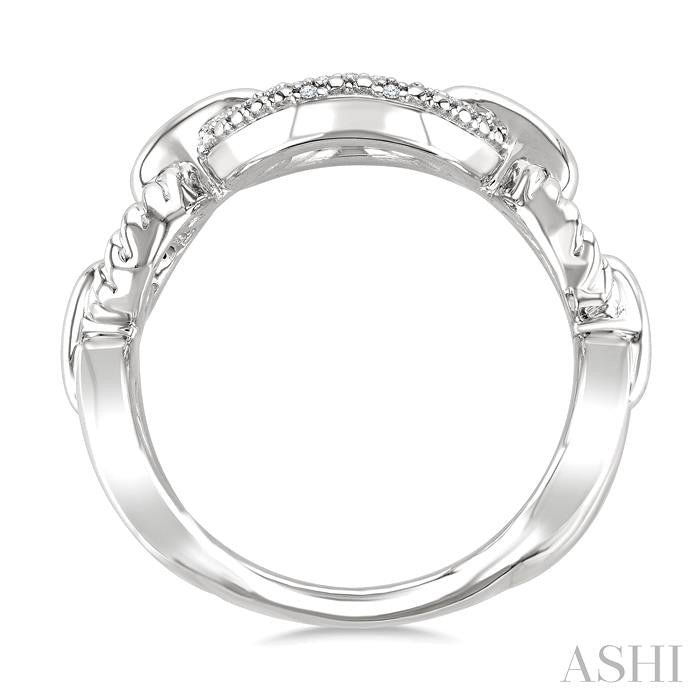 ASHI Silver Bold Oval Rope Link Diamond Ring 887A8PPSSSLRG