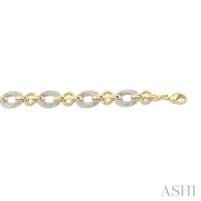 ASHI Gold Vermeil Bold Oval Rope Link Diamond Bracelet 887A8PPSSSLTB-GV