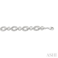ASHI Silver Bold Oval Rope Link Diamond Bracelet 887A8PPSSSLTB