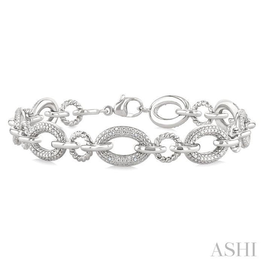 ASHI Silver Bold Oval Rope Link Diamond Bracelet 887A8PPSSSLTB