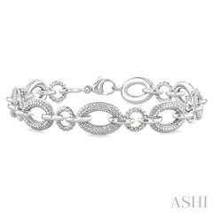 ASHI Silver Bold Oval Rope Link Diamond Bracelet 887A8PPSSSLTB
