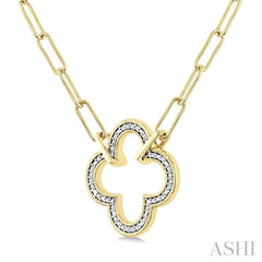 ASHI Gold Vermeil Paperclip Clover Diamond Fashion Pendant 88858PPSSSLPD-CLV-GV