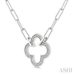 ASHI Silver Paperclip Clover Diamond Fashion Pendant 88858PPSSSLPD-CLV