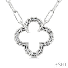 ASHI Silver Paperclip Clover Diamond Fashion Pendant 88858PPSSSLPD-CLV