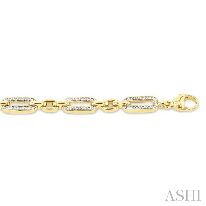 ASHI Gold Vermeil Paperclip Diamond Fashion Bracelet 88868PPSSSLTB-GV