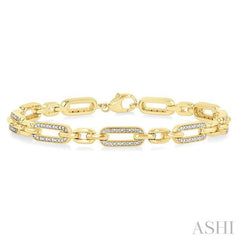 ASHI Gold Vermeil Paperclip Diamond Fashion Bracelet 88868PPSSSLTB-GV