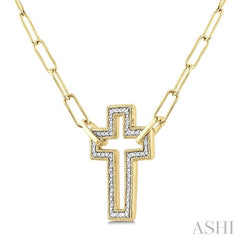 ASHI Gold Vermeil Cross Paperclip Diamond Fashion Pendant 88888PPSSSLPD-CR-GV