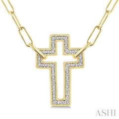 ASHI Gold Vermeil Cross Paperclip Diamond Fashion Pendant 88888PPSSSLPD-CR-GV