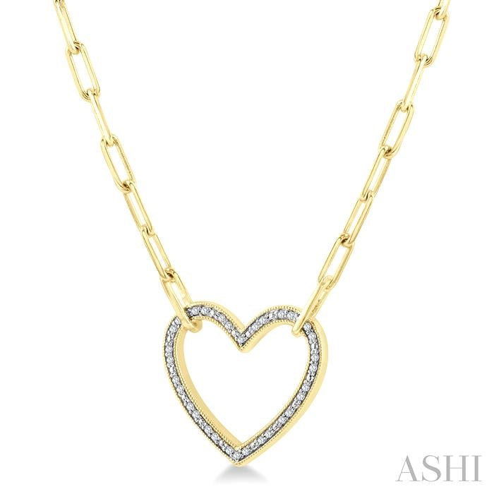 ASHI Gold Vermeil Heart Shape Paperclip Diamond Fashion Pendant 88888PPSSSLPD-GV