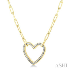ASHI Gold Vermeil Heart Shape Paperclip Diamond Fashion Pendant 88888PPSSSLPD-GV
