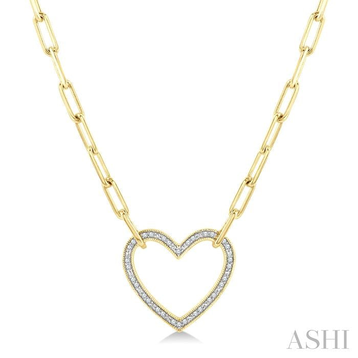 ASHI Gold Vermeil Heart Shape Paperclip Diamond Fashion Pendant 88888PPSSSLPD-GV