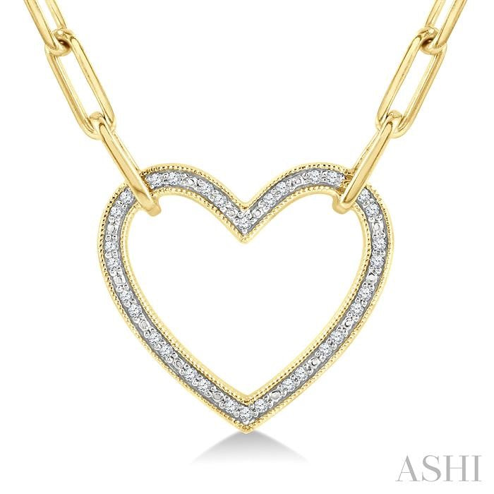 ASHI Gold Vermeil Heart Shape Paperclip Diamond Fashion Pendant 88888PPSSSLPD-GV