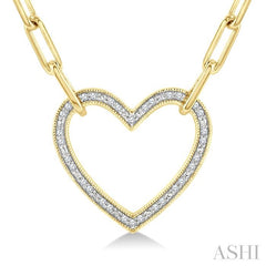 ASHI Gold Vermeil Heart Shape Paperclip Diamond Fashion Pendant 88888PPSSSLPD-GV