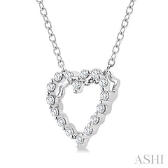 ASHI Silver Heart Shape Petite Diamond Fashion Pendant 88918PPSSSLPD