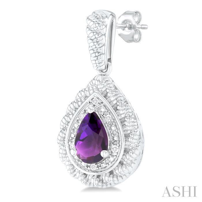 ASHI Silver Pear Shape Gemstone & Diamond Earrings 88929PPSSAMSLER