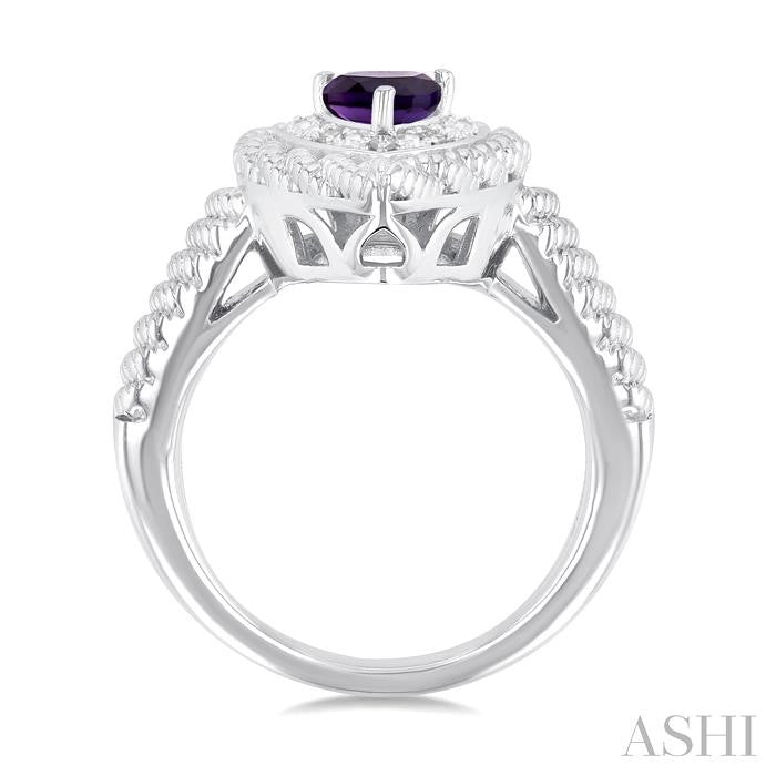 ASHI Silver Pear Shape Gemstone & Diamond Ring 88929PPSSAMSLRG