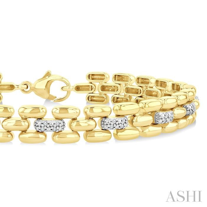 ASHI Gold Vermeil Bold Panther Link Diamond Fashion Bracelet 88950PPSSSLTB-GV