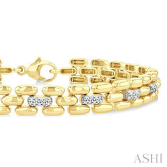 ASHI Gold Vermeil Bold Panther Link Diamond Fashion Bracelet 88950PPSSSLTB-GV