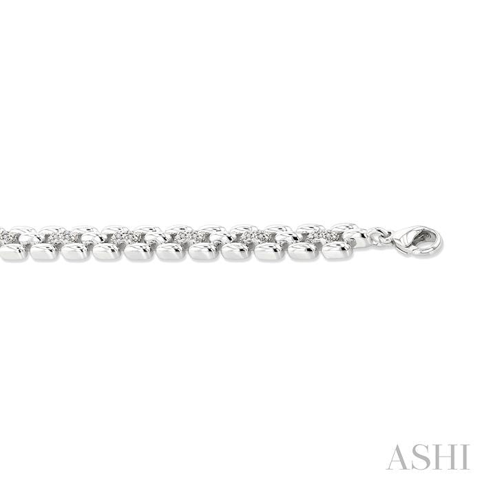 ASHI Silver Bold Panther Link Diamond Fashion Bracelet 88950PPSSSLTB
