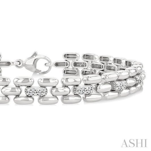 ASHI Silver Bold Panther Link Diamond Fashion Bracelet 88950PPSSSLTB