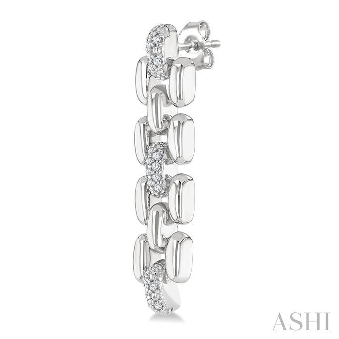 ASHI Silver Bold Panther Link Diamond Fashion Earrings 88958PPSSSLER