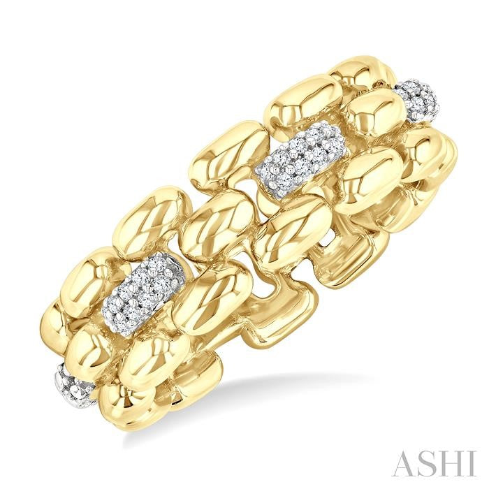 ASHI Gold Vermeil Bold Panther Link Diamond Fashion Ring 88958PPSSSLRG-GV