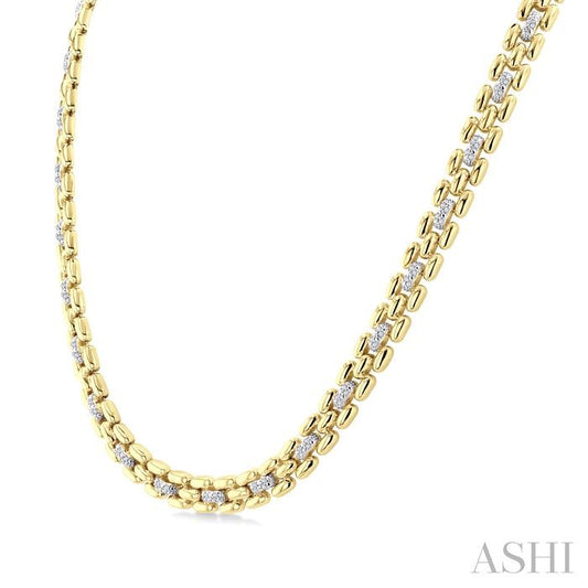 ASHI Gold Vermeil Bold Panther Link Diamond Fashion Necklace 8895QPPSSSLNK-GV