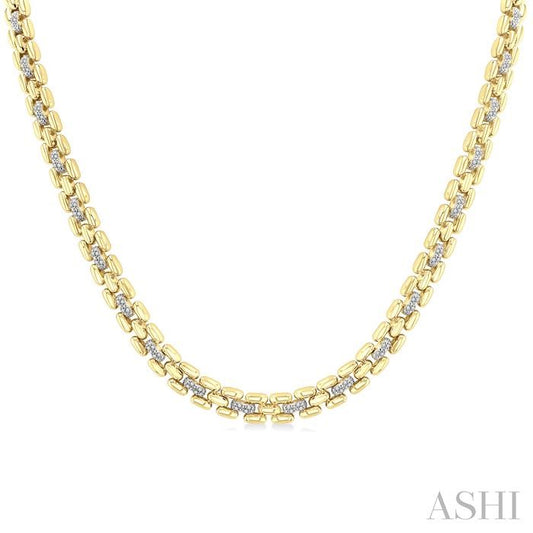 ASHI Gold Vermeil Bold Panther Link Diamond Fashion Necklace 8895QPPSSSLNK-GV