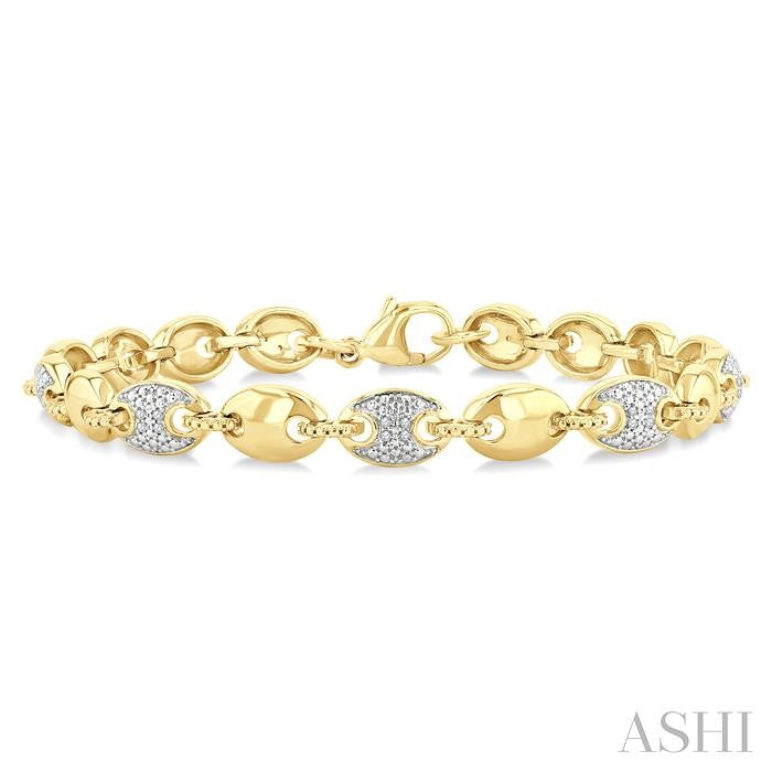 ASHI Gold Vermeil Bold Mariner Link Diamond Fashion Bracelet 88960PPSSSLTB-GV