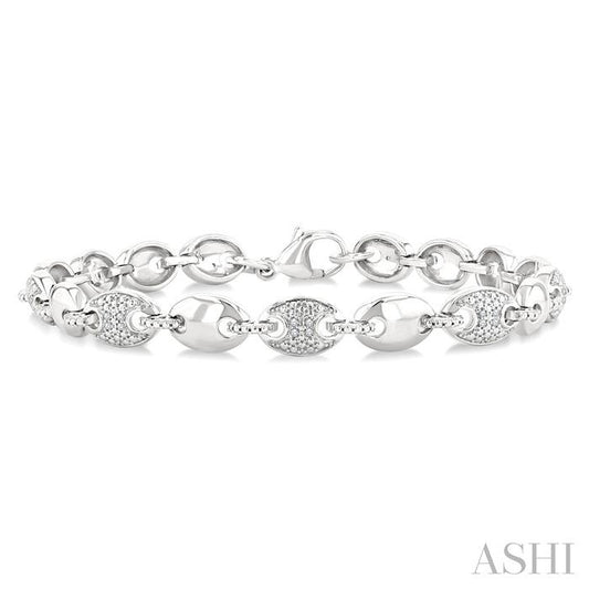 ASHI Silver Bold Mariner Link Diamond Fashion Bracelet 88960PPSSSLTB