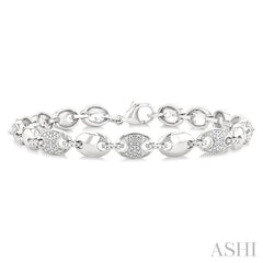 ASHI Silver Bold Mariner Link Diamond Fashion Bracelet 88960PPSSSLTB