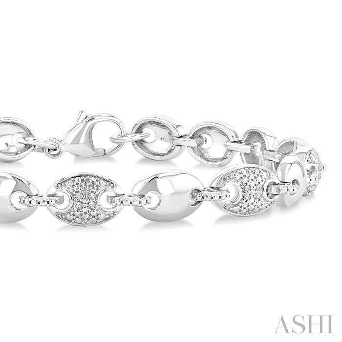 ASHI Silver Bold Mariner Link Diamond Fashion Bracelet 88960PPSSSLTB
