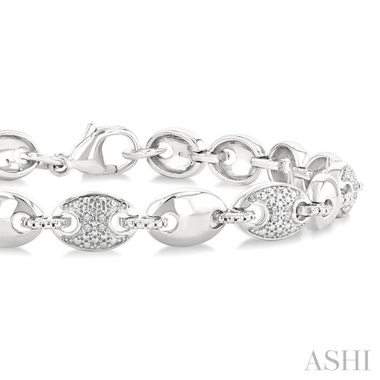 ASHI Silver Bold Mariner Link Diamond Fashion Bracelet 88960PPSSSLTB