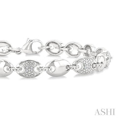 ASHI Silver Bold Mariner Link Diamond Fashion Bracelet 88960PPSSSLTB