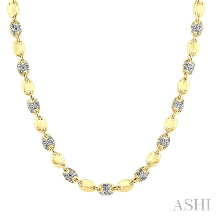 ASHI Gold Vermeil Bold Mariner Link Diamond Fashion Necklace 8896QPPSSSLNK-GV