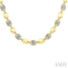 ASHI Gold Vermeil Bold Mariner Link Diamond Fashion Necklace 8896QPPSSSLNK-GV