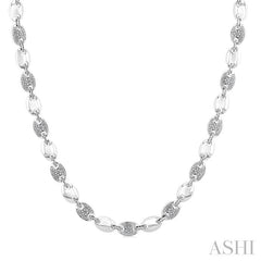 ASHI Silver Bold Mariner Link Diamond Fashion Necklace 8896QPPSSSLNK