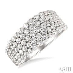 ASHI Silver Bold Bead Diamond Fashion Ring 88998PPSSSLRG