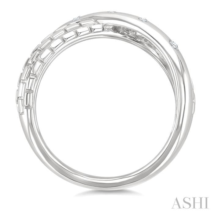 ASHI Silver Bold Criss Cross Diamond Ring 889A9PPSSSLRG